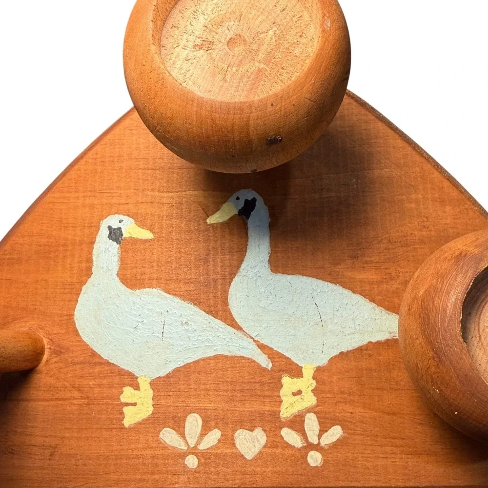 Vintage‎ Wooden Duck Wall Hooks Rack Folk Art Farmhouse Cottage Decor